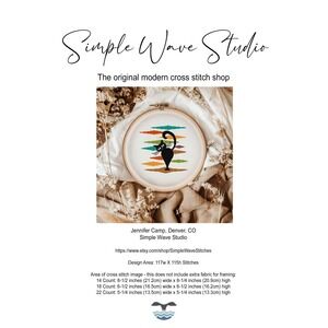 Atomic Black Cat Mid Century Art Counted Cross Stitch Pattern Leaflet Chart